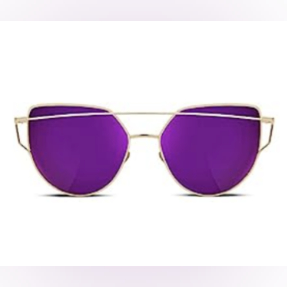 Purple Cat Eye Mirror Fashion Sunglasses